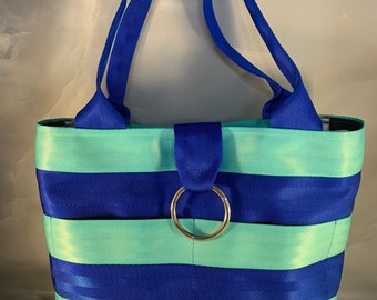 The “Melanie” Color Combination Handcrafted Seat Belt Bag/Tote