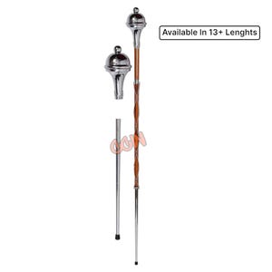 Drum Major Mace Plain Ball Head - Natural Malacca Cane Shaft - 3 Part Mace Or Stave - Free Soft Carry Case For Mace Available in 13+ Lengths