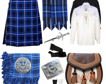 Skotsk tistelkilt-outfit - 11-delat höglands-tartanbröllopsset