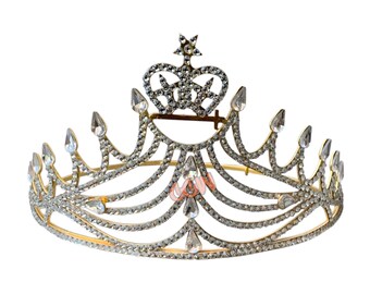 Masonic Amaranth Crown, Golden Rhinestone Adjustable Brass Crown