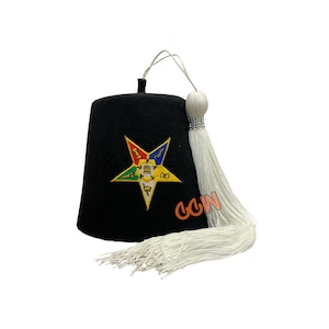 O.E.S. Black Wool Fez Masonic Order Of Eastern Star Black Fez Hat With Tassel Options For Fez