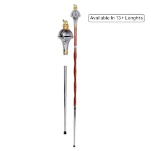 Embossed Head Drum Major Mace Gold Lion & Crown Natural Malacca Cane Shaft With Chrome Chain - Free Soft Carry Case Available in 13+ Lengths