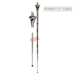 Drum Major Mace Or Stave - Flat Chrome Head With Golden Crowned Lion - Natural Malacca Cane Shaft - 3 Parts Stave Available in 13+ Lengths