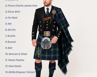 Scottish Prince Charlie Kilt Outfit – Complete Tartan Kilt Set