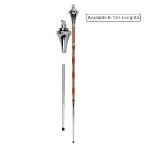 Drum Major Mace or Stave - Chrome Lion & Crown - Flat Head Mace - Natural Malacca Cane Shaft - 3 Parts Stave Available in 13+ Lengths