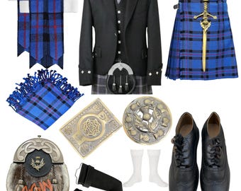 Herr 12-delad tistelkilt – Skotskt tartan bröllopsset