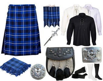 Scottish Thistle Kilt Outfit, Highland Wedding Kilt – 11 Piece Set