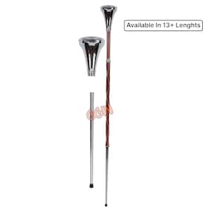 Drum Major Mace Flat Head Natural Malacca Cane Shaft With Chrome Chain - Three Part Mace or Stave -  Free Soft Case Available in 13+ Lengths