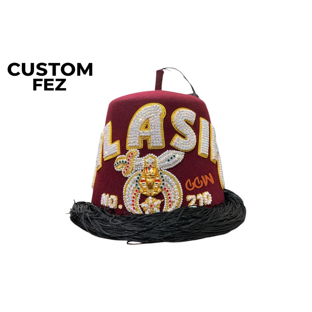 Custom Maroon Shriner Fez Hat – Hand Embroidered Masonic Emblem - Etsy