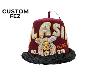 Shriner Fez Hat, Masonic Shriners Fez Cap Custom Lodge Name