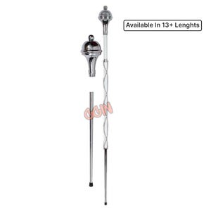 Drum Major Mace Plain Ball Head - 3 Part Mace or Stave - White Shaft With Chrome Chain - Free Soft Carry Case Available in 13+ Lengths