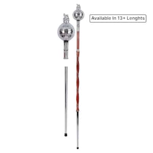 Drum Major Mace or Stave Embossed Round Ball Head With Lion & Crown Top - 3 Part Mace Natural Malacca Cane Shaft Available in 13+ Lengths