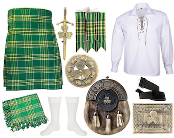 Scottish Kilt Outfit: Shamrock, Tartan, Jacobite Shirt