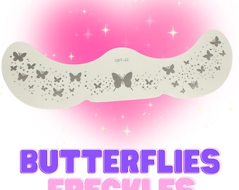2PC Butterflies Freckles Temporary Tattoo, Vegan Festival Concert Makeup, Long-Lasting Realistic Face Decor