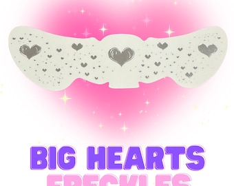 2PC Big Hearts Freckles Temporary Tattoo, Festival Makeup, Vegan Skin Decor