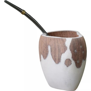 Mate de madeira de vaca artesanal premium com palha