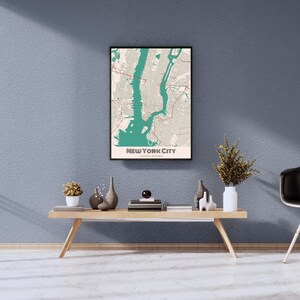 Mapa de la ciudad de Nueva York, NY: decoración de pared moderna y colorida (descarga digital)