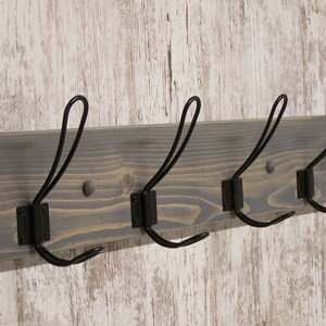 Stained WEATHERED GRAY, Farmhouse, Rustic, Coat Rack, Towel Rack, Industrial Coat Rack, Hat Rack, Towel Rack.