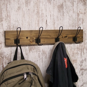 Stained JACOBEAN, Rustic, Farmhouse, Coat Rack, Industrial Coat Rack, Towel Rack.