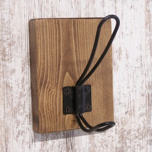 ESPRESSO Stained, Single Coat hook, Farmhouse Coat Hook, Rustic Coat Hook, Towel Hook, Dog Leash Hook, Industrial Coat Hook, Towel Rack.