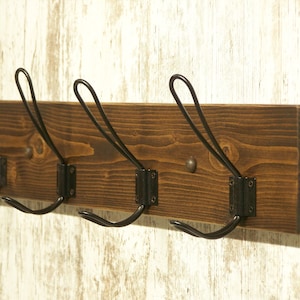 Stained KONA, Rustic, Farmhouse, Coat Rack, Industrial Decor, Towel Rack Dog Leach Holder.