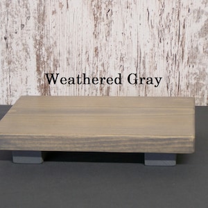 Wood Display Risers, Table Riser, Plant Stand, Sink Riser, Candle Holder, Housewarming Gift. Stained it a WEATHERED GRAY Finish.