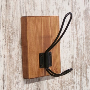 Stained RED OAK, Single Coat hook, Farmhouse Coat Hook, Rustic Coat Hook, Towel Hook, Dog Leash Hook, Industrial Coat Hook, Robe Hook