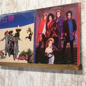 Double Vinyl Record Shelf, Record ledge, Album Display Shelf, Stained Dark Walnut.