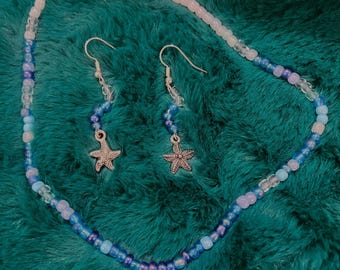 Seaside Set - Starfish Earrings and Sand Dollar Charm Necklace