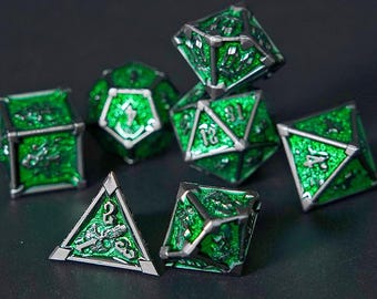 Monster Carving Metal Dice Set, 7-Piece RPG Dice