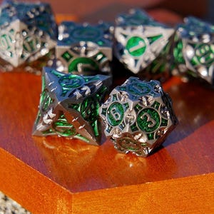 Handmade Metal Dice Set, Four-Color Zinc Alloy DND Dice, Christmas Gift