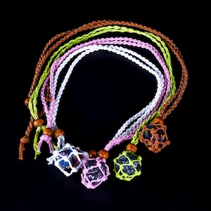 Handmade D20 Dice Pendant Necklace - Geeky Resin Dice Charm with Macrame Cord - RPG Gift for Gamers, D&D Accessories, Unique Gaming Jewelry