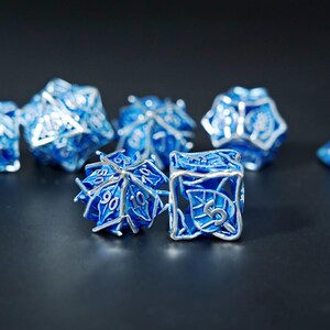 Hollow Maple Leaf Metal Dice Set, RPG DND Dice image 5
