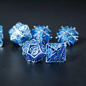 Hollow Maple Leaf Metal Dice Set, RPG DND Dice image 3