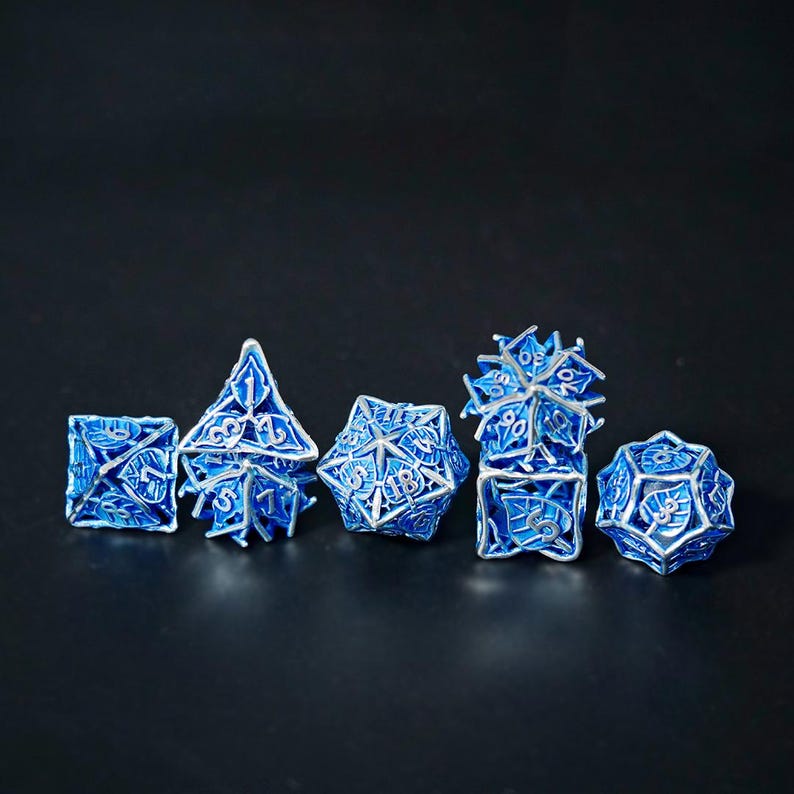 Hollow Maple Leaf Metal Dice Set, RPG DND Dice image 4