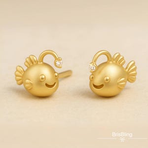 Cute Marine Animals Stud Earrings Gold Summer Earrings Titanium Earrings Fish Earrings Helix Stud Cartilage Stud Gift for Her Gift for Mom