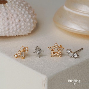 Tiny Star Earrings Set Dainty Gold and Silver Star Stud Earrings Summer Earrings North Star Earrings Unique Earring Gift for Women