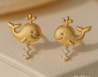 Cute Fish Stud Earrings Small Gold Flat Back Earrings Helix Piercing Cartilage Stud Unique Earrings Gift for Her and Girls Gift for Mom