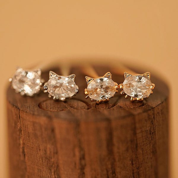 Winzige niedliche Katze Ohrstecker Zierliche Tier Helix Ohrringe Muschel Piercing Titan Flache Rückseite Gold Katze Ohrstecker Geburtstagsgeschenk für sie