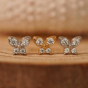 Gold Tiny Bow Stud Earrings Dainty Ribbon Bow Helix Earrings Cartilage Piercing Wedding Jewelry Bridal Party Gift for Women Gift for Her