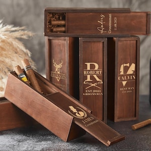 Personalized Cigar Case,Engraved Wooden Cigar Box,Custom Cigar Case,Groomsmen Cigar Box,Gift For Him,Birthday gift,Gift For Groomsmen