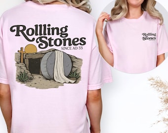 Christian Rolling Stones Easter T-Shirt: Resurrection Graphic Tee S-3XL