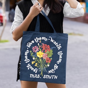 Teacher Appreciation Bag Gift Tote Bag Canvas Custom Teacher Gift Personalized School Bag Gifted Teacher Tote Reusable Bag School Campus Bag