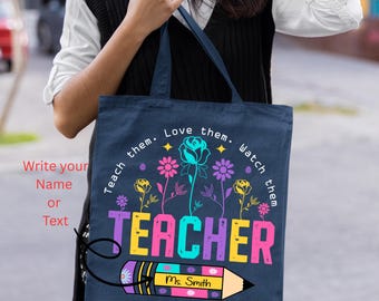 Personalized Teacher Tote Bag: Custom Canvas School Gift