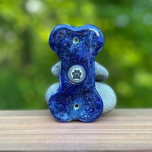 Doorbell - Large Dog Bone - Glossy Blue