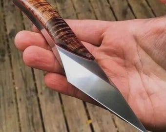 7 tum handgjord Kiridashi-kniv med D2-stålblad, trähandtag och slida, present till honom