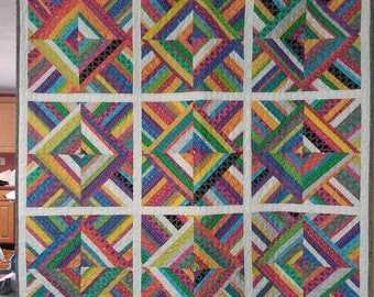 Strips in Squares Quilt