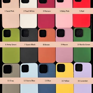Coque en silicone couleur personnalisée compatible pour iPhone 16, 15, 14, 13, 12, 11, Pro/Max/Plus, toucher doux, finition lisse en microfibre intérieure