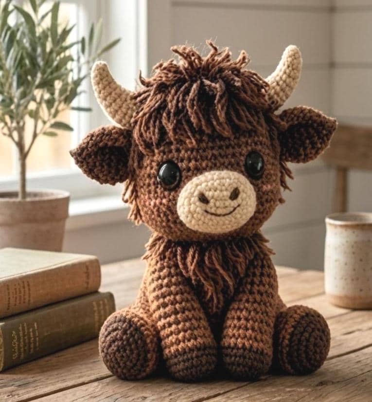 39 Cow Crochet Patterns: Unleash Your Creativity with These Adorable Designs! 39 Highland Cow Amigurumi Crochet Pattern Realistic Sitting