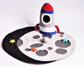 Jumbo Space Play Mat - Felt Moon- Extra Large Floor Play Mat (Spaceship Not Included)